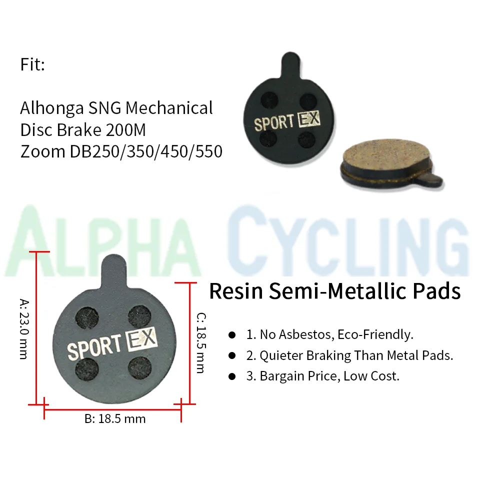 MTB-Fahrrad-Scheibenbremsbeläge für ZOOM DB-Serie und DB ONE-Bremssattel, 18 mm Außendurchmesser, 4 Paar, Sport-EX-Klasse, Harz – Detail 1