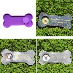 3 In 1 Pet Tombstone Resin Mold Bone Dog Memorial Stone with Photo Frame Candles Holder Silicone Mold