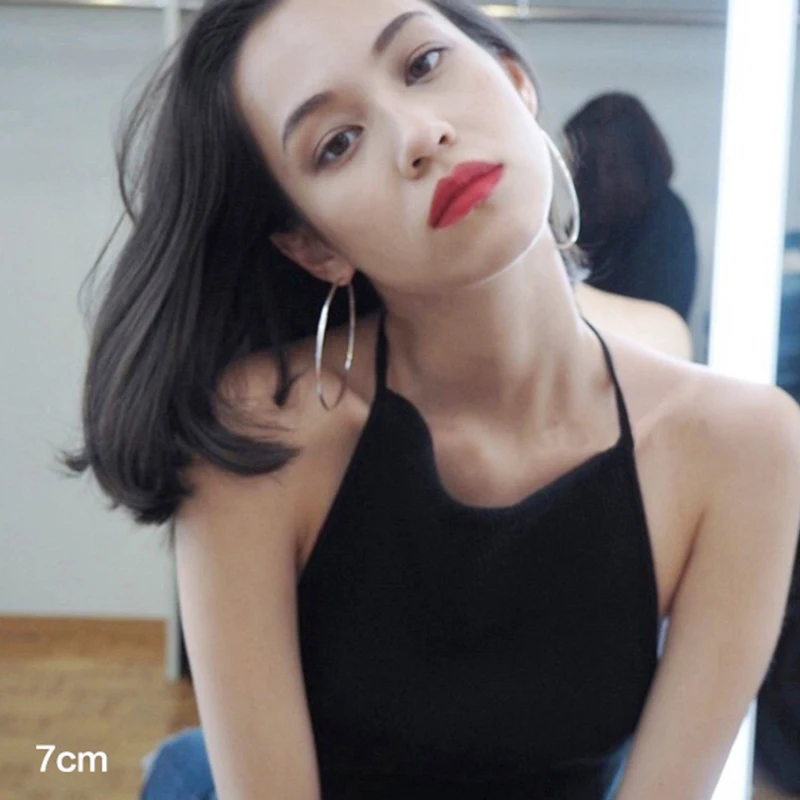 Nickel Free Black Hoop Earrings Loop Earrings Celebrity Brand Earrings Women Gift Fashion Jewelry  3.0-10.0cm