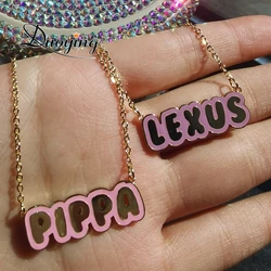 DUOYING Custom Letter Necklace Enamel Bubble Letter Necklace Stainless Steel Jewelry Gift Personlized Enamel Colorful Necklace