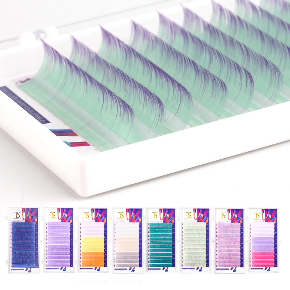 Color Lash Pink Purple Blue Green Ombre Colors Eyelash Extension False Eyelashes 0.07mm C D Faux Eye Lashes Makeup Tool