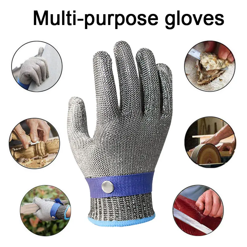 Guantes de trabajo protectores de carnicero, manoplas de acero inoxidable 316L, resistentes a Cortes, malla metálica