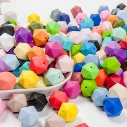 Cute-Idea 20pcs 14mm silicone icosahedron beads teether food grade chewable DIY handmade jewelry necklace bracelet baby teething