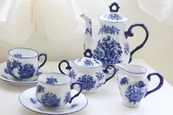 Blue and white porcelain underglaze color teapot cup dish milk pot