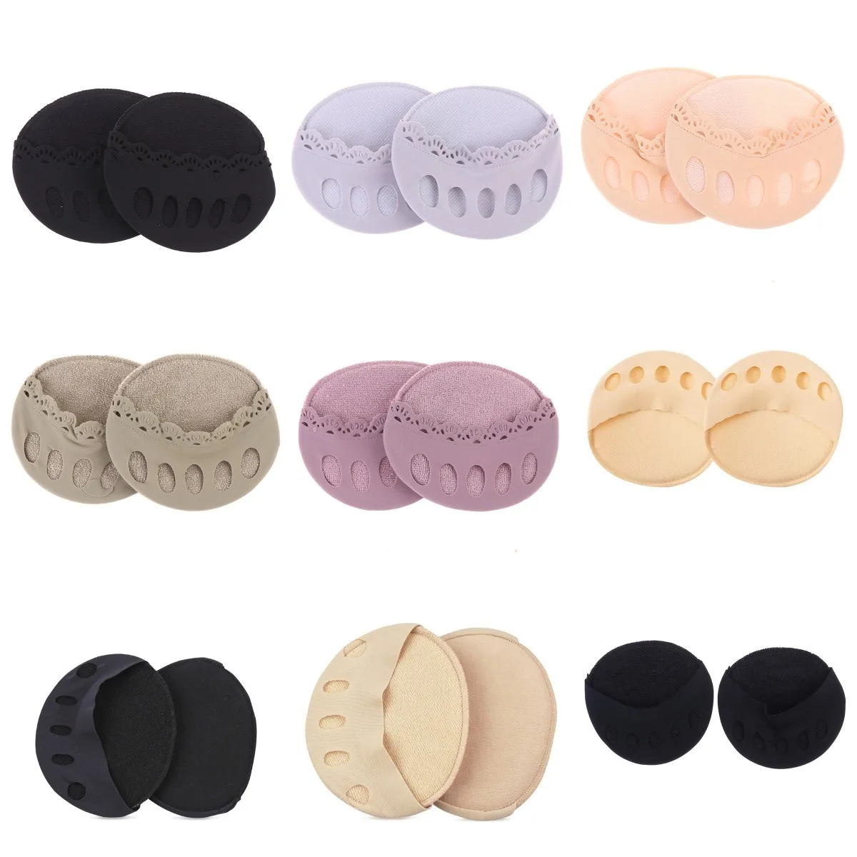 1Pairs Foot Care Pads Thin Breathable Sweat-absorbent Non-slip Corrective Toe Socks Women's High Heels Invisible Forefoot Patch