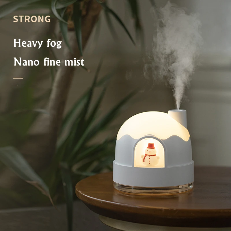 Lovely Snow Man Air Humidifier Rechargeable Ultrasonic Cool Mist Aroma Diffuser with Light Mini Portable USB Atomizer Humidifier