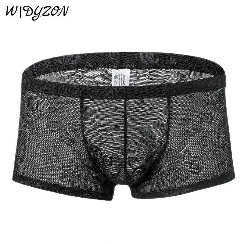 Widyzon男性ボクサー下着cueca masculinaボクサーレース通気性ソフトパンツcalzoncillo男性ボクサーショーツ男性パンティー