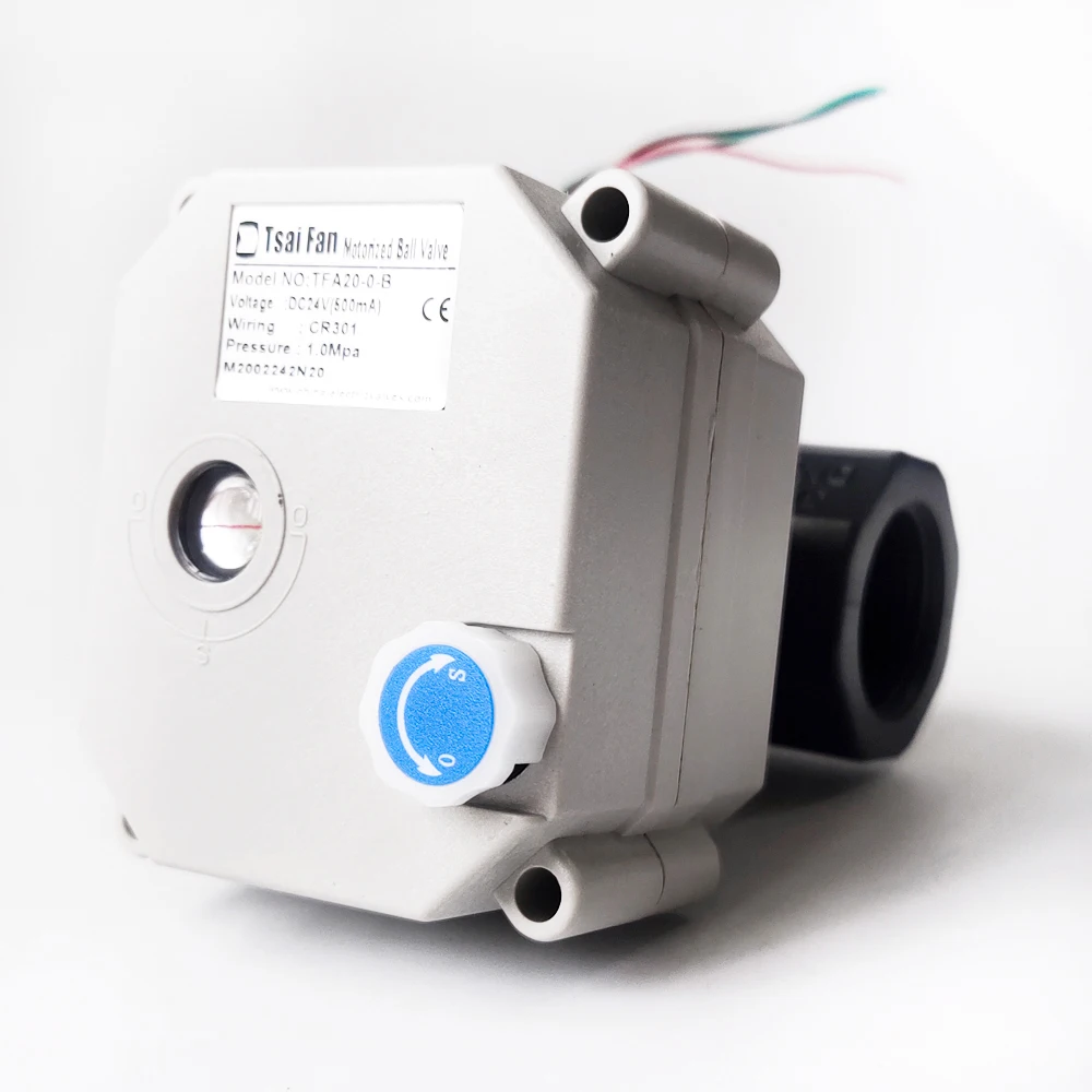 PVC Electric Shut Off Vanne 3/4", 3 wires 2 control Electric Ball Valve with signal feedback for auto water supply control