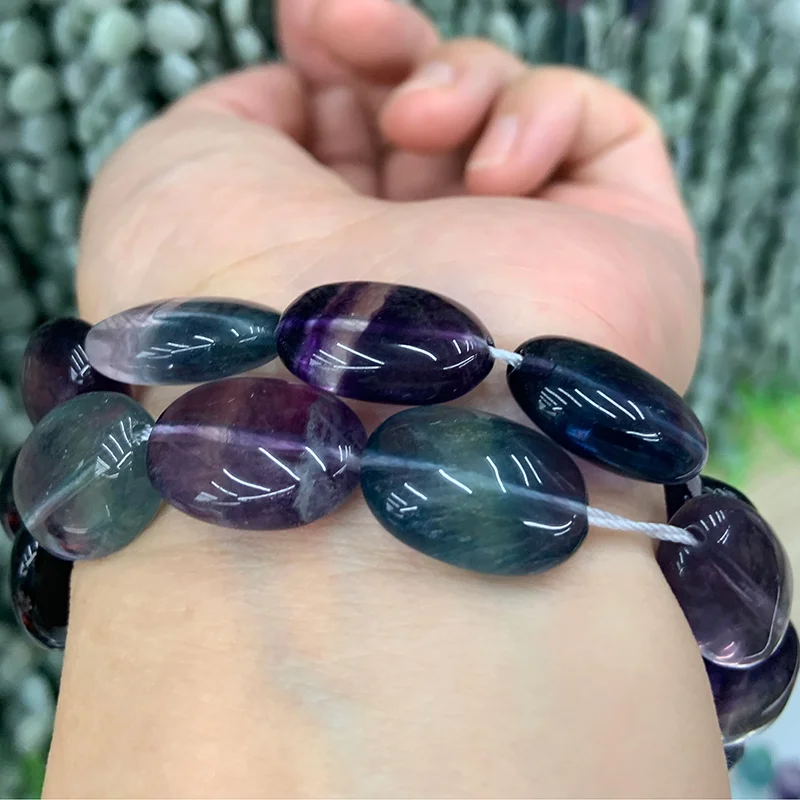 13x18mm Natural Fluorite Stone Beads 15\'\' Oval Purple Green DIY Loose Beads For Jewelry Making Beads Bracelet Necklace CAB Gift