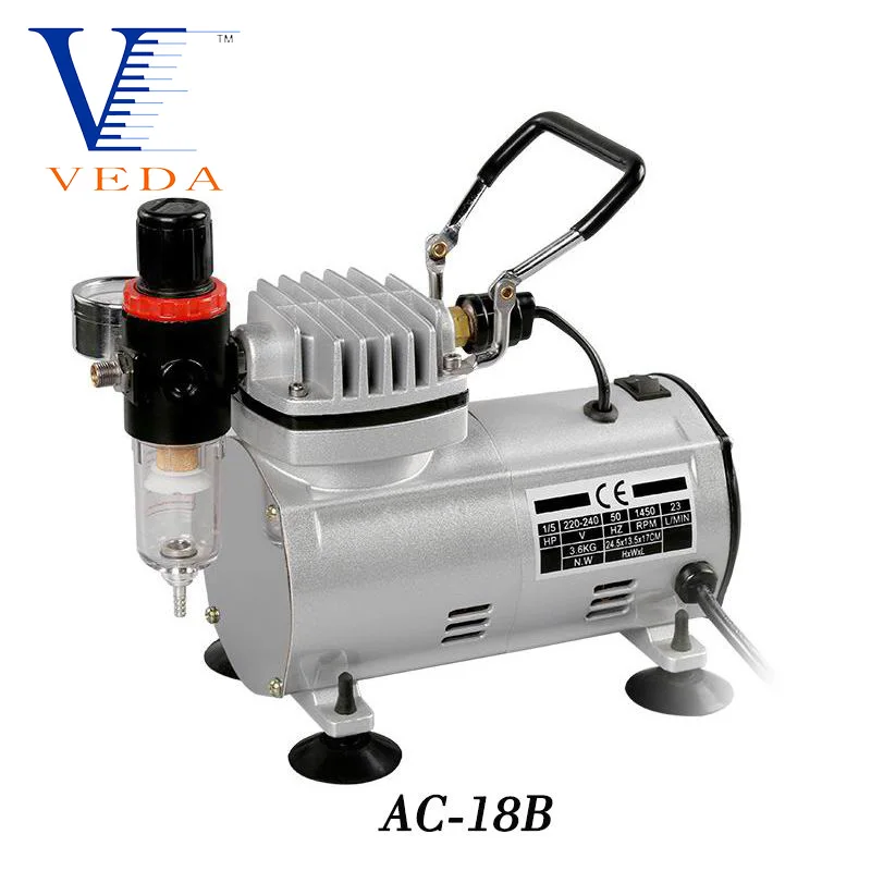 AC-18 Series Power Tools Portable Airbrush Spray Mini Air Compressor Professional Gravity Feed Dual-Action Piston Air Compressor