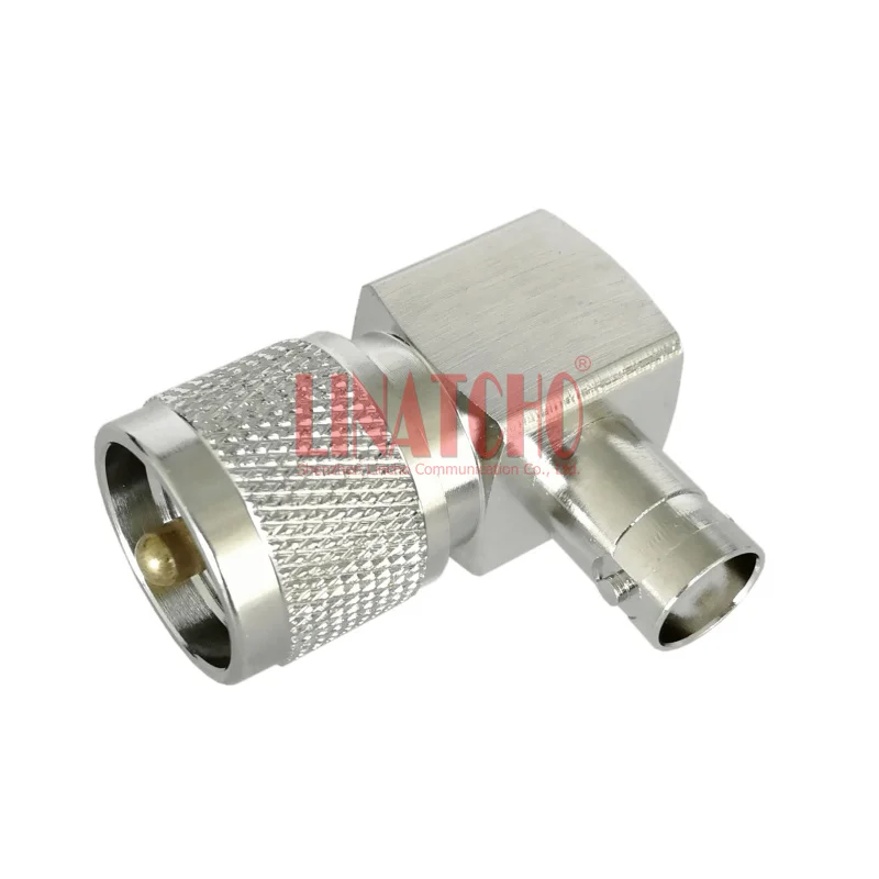 

Good Quality Copper UHF M PL259 Male to BNC Female Cable Connector Right Angle Adapter