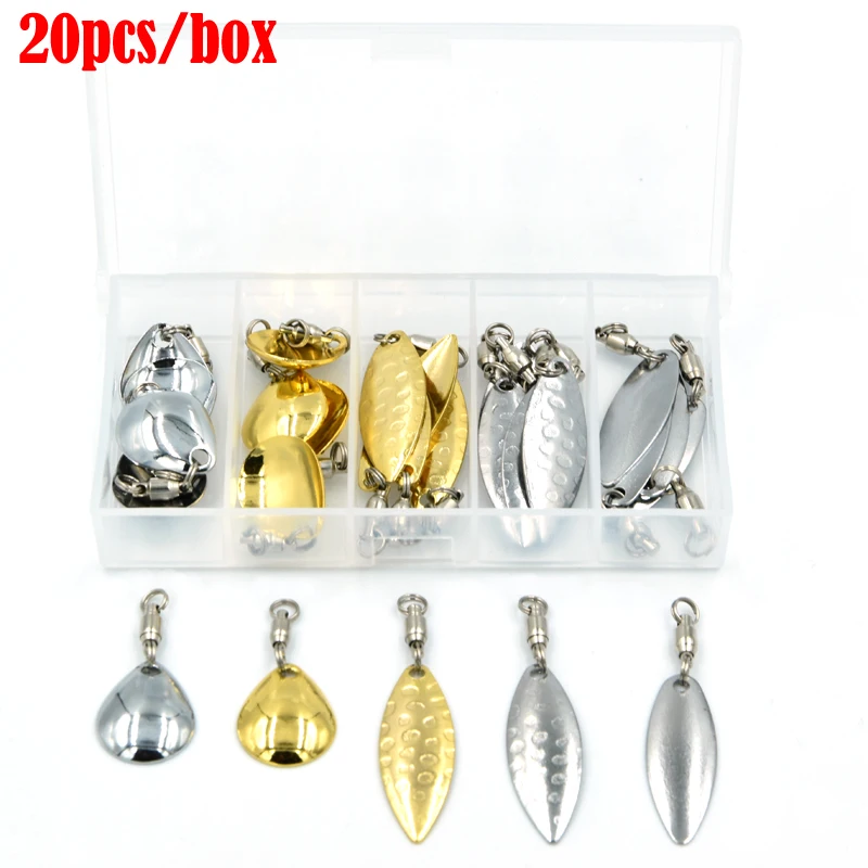 20pc/box DIY Spinner Bait Spoon Gold Silver Fishing Lure Artificial Bait Accessories Noise Metal Spinner VIB Tail Fishing Sequin