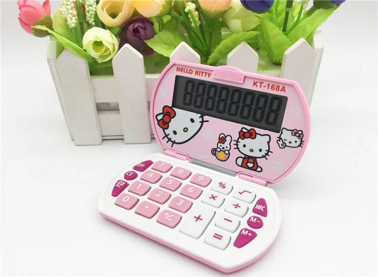 8-digit extra large display Pocket flip Head cute cartoon Calculator Portable Carry Fold Mini Calculator for Girls