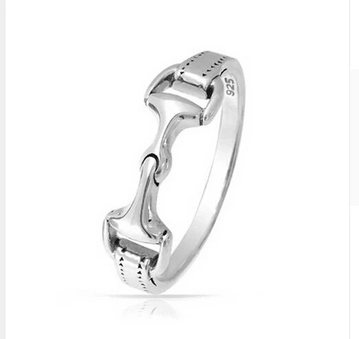 

100% 925 Sterling Silver women men horse bit snaffle bit ring