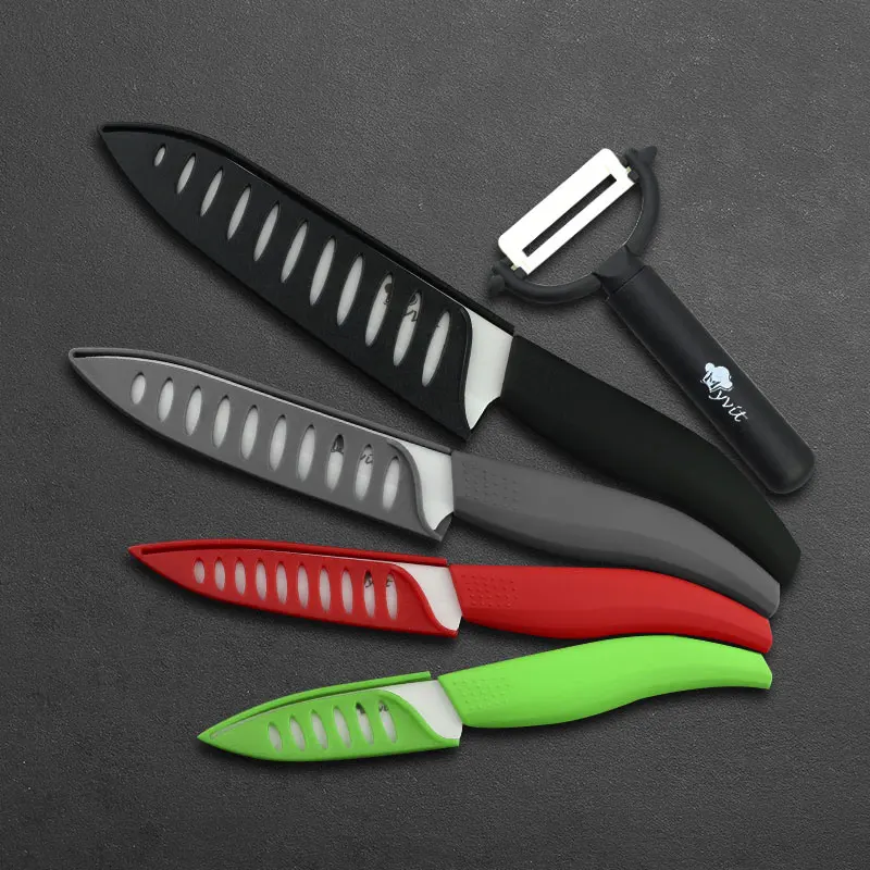 Ceramic Knife Set 3 4 5 6 inch Kitchen Chef Knives Serrated Fruit Vegetable Utility Slicing Bread Zirconium White Blade Knife