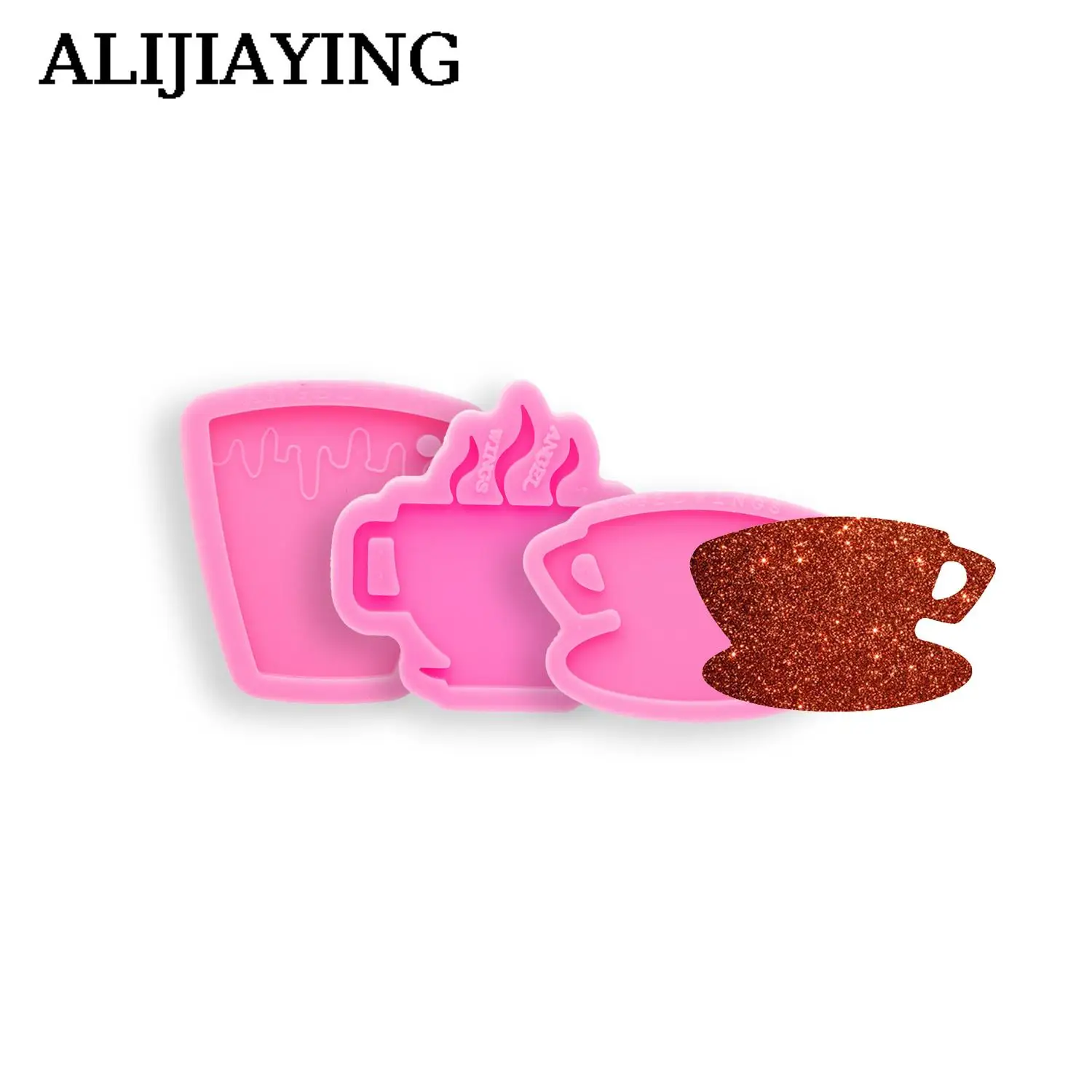 DY0427 Glossy Coffee Cup Silicone Epoxy Craft Molds DIY for Badge Reel Resin Crafting Mould, Fondant Chocolate Cake Mold