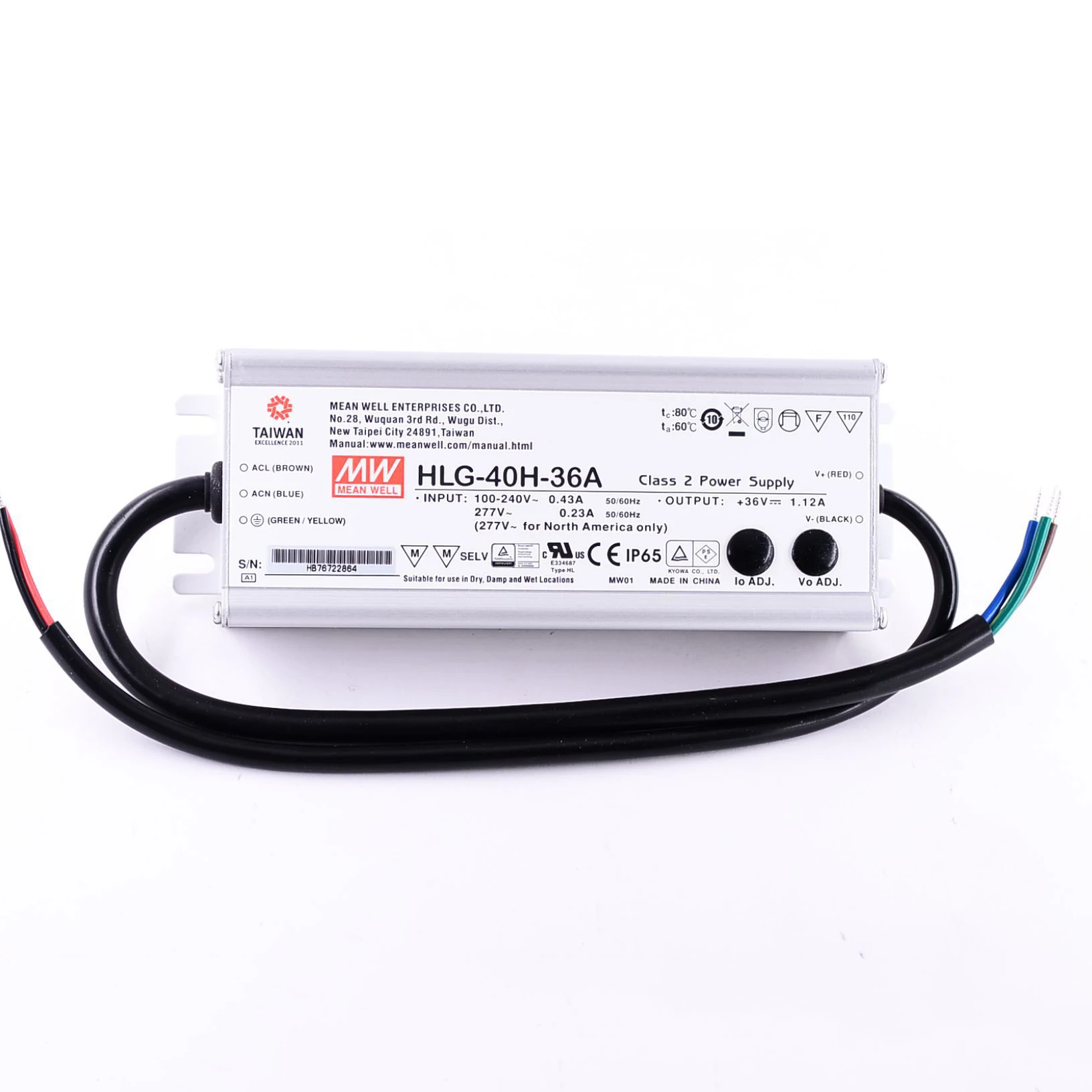 Mean Well HLG-40H Series for Street/high-bay/greenhouse/parking meanwell 40W Constant Voltage Constant Current LED Driver