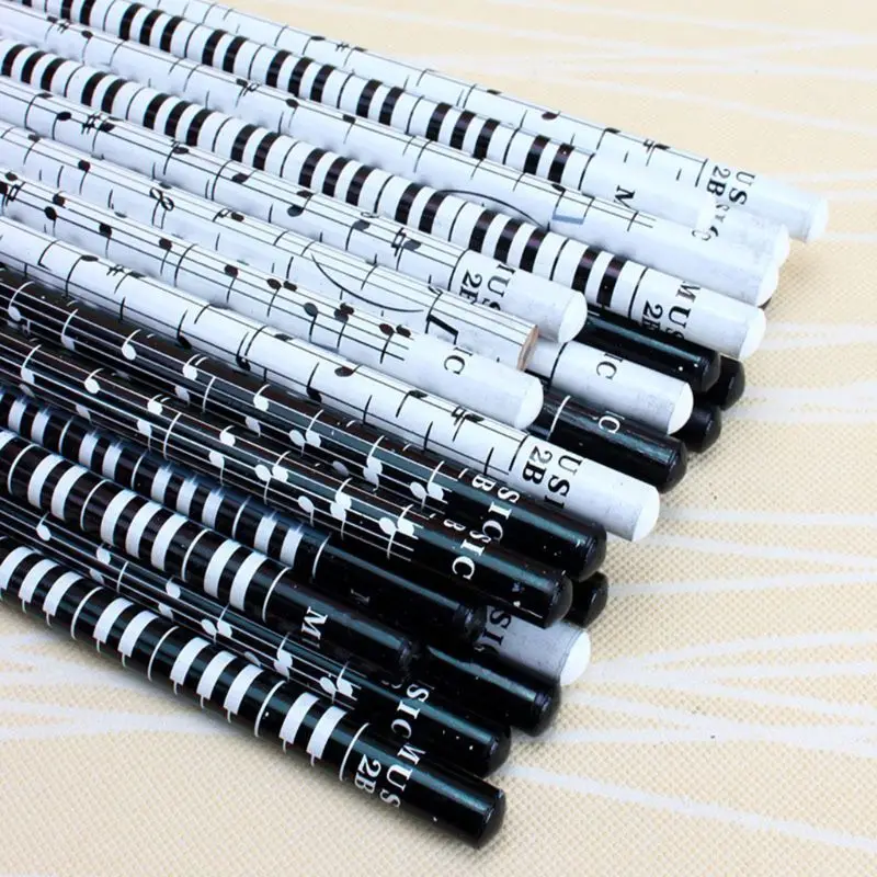 36pcs Musical Note Pencil 2B Standard Round Pencils Piano Notes  Writing Drawing Tool Stationery School Student Gift L41E