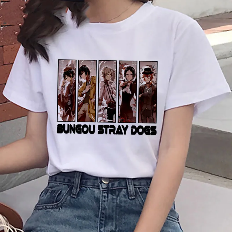 Funny Bungou Stray Dogs  Print T Shirts Women Harajuku Ullzang Fashion T-shirt Graphic Funny Print Tshirt Summer Top Tee Female