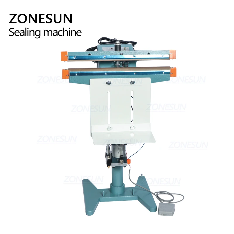 ZONESUN Pneumatic Foot Pedal Heat Sealing Machine Dry/Wet Aluminum Foil Plastic Bag Heating Sealer Food Beverage Machinery