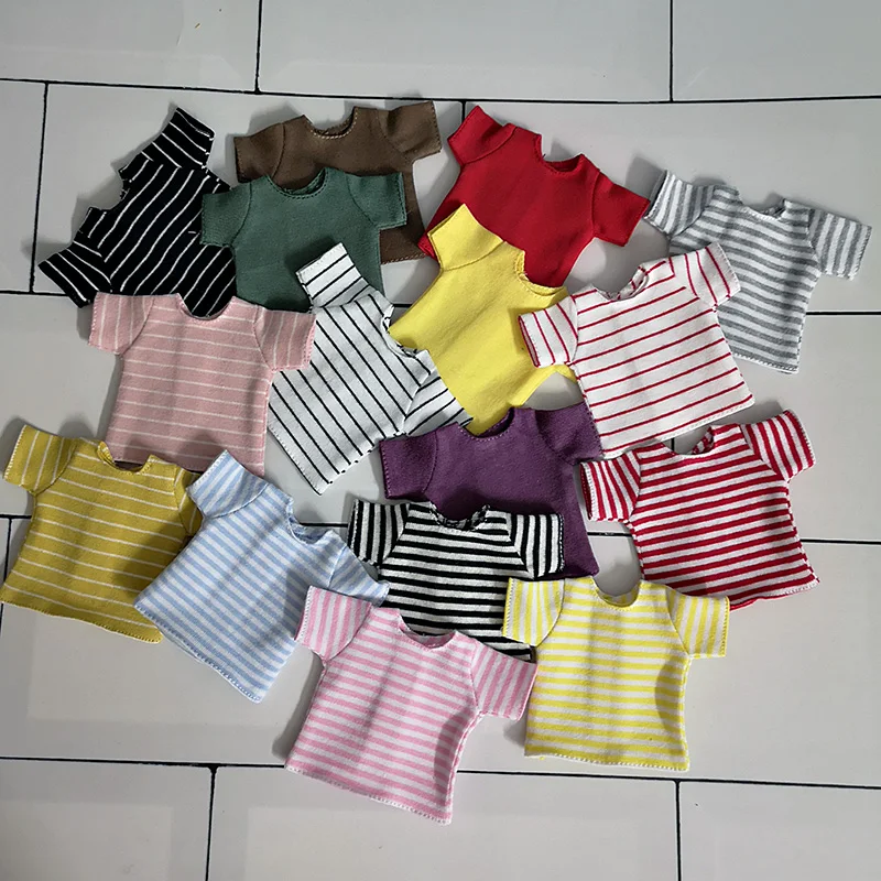 Nueva camiseta de algodón Blyth, ropa de muñeca a rayas coloridas, camisa de manga corta para muñeca Pullip Blyth Blyth, accesorios, ropa