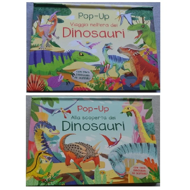 

Random 1 Book Parent Child Kids Italian Book Early Education Lovely Cute Picture Dinosaur 3D Cardboard Libros Book Age 2-6