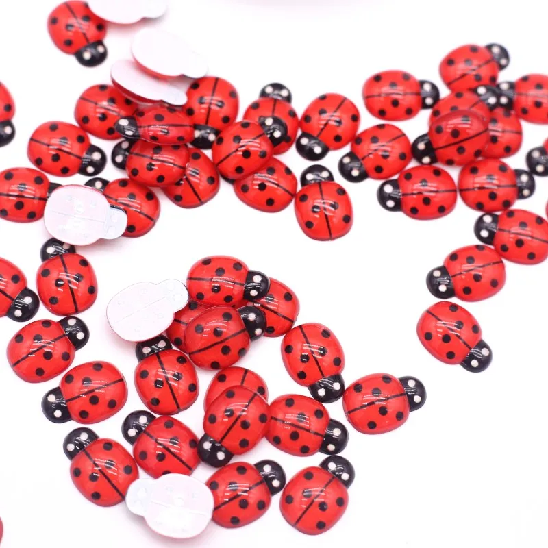 Red Beetle mieszkanie powrót żywica aplikacje z koralikami księga gości rękodzieła DIY Handmade odzież ślubna dekory 30/100pcs