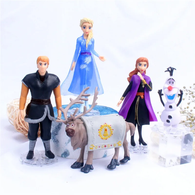 5 шт./компл. Disney Frozen 2 Эльза Анна Олаф Sven Кристофф Принцесса Игрушки ПВХ Фигурка Кукла Для Детей Рождественский Подарок 9-14 см