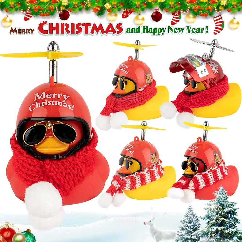 

Merry Christmas Yellow Duck With Helmet Bicycle Bell Ring Bell For Car Cycling Bicycle Bike Ride Ornaments Kids Adult Funny Toys