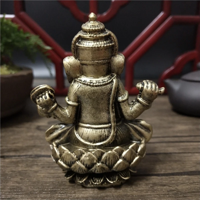 Bronzefarbene Lord Ganesha Buddha-Statue Ornamente Elefantengott-Skulptur aus Harz Figuren zur Heimdekoration Große Buddha-Statuen – Detail 7
