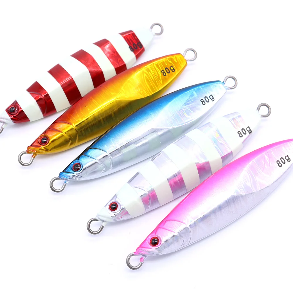 CASTFUN 60g 80g 100g Slow Pitch Jig Slow Jig Lure Saltwater Fishing Lure Metal Jig