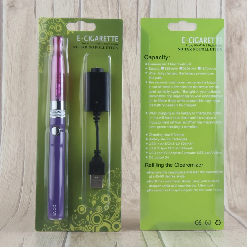 1pcs EVOD H2 Vapor Clearomizer Atomizer 2.0 ml Bottom Coil Tanks Electronic Cigarette CE4 Ego Shisha Battery kit