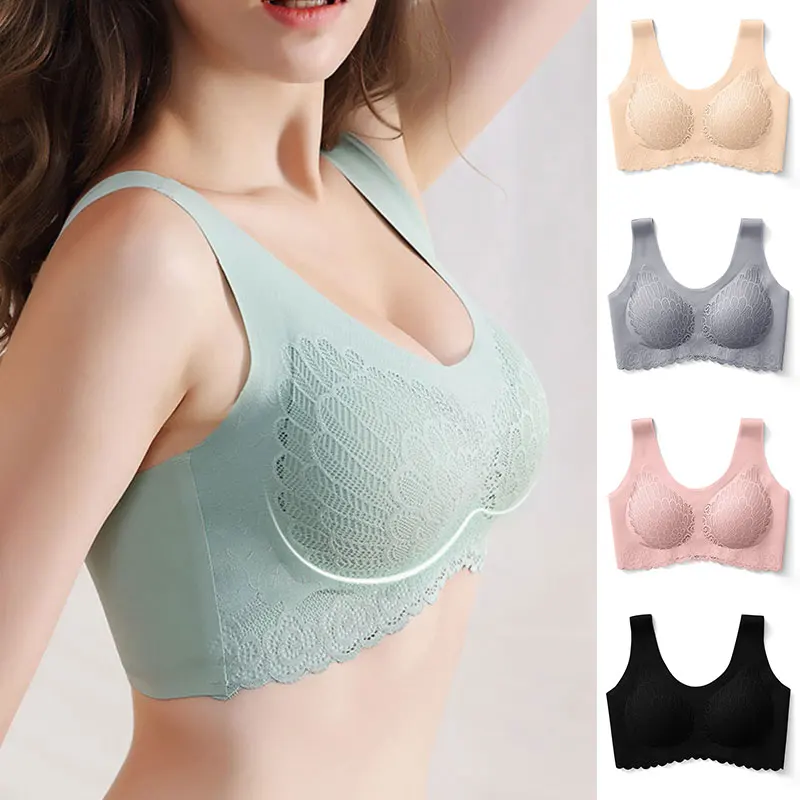 Plus Size Latex Bra Seamless Bras For Women Underwear Push Up Sports Bralette With Pad Vest Top Bra Seamless for Sports 2023 New