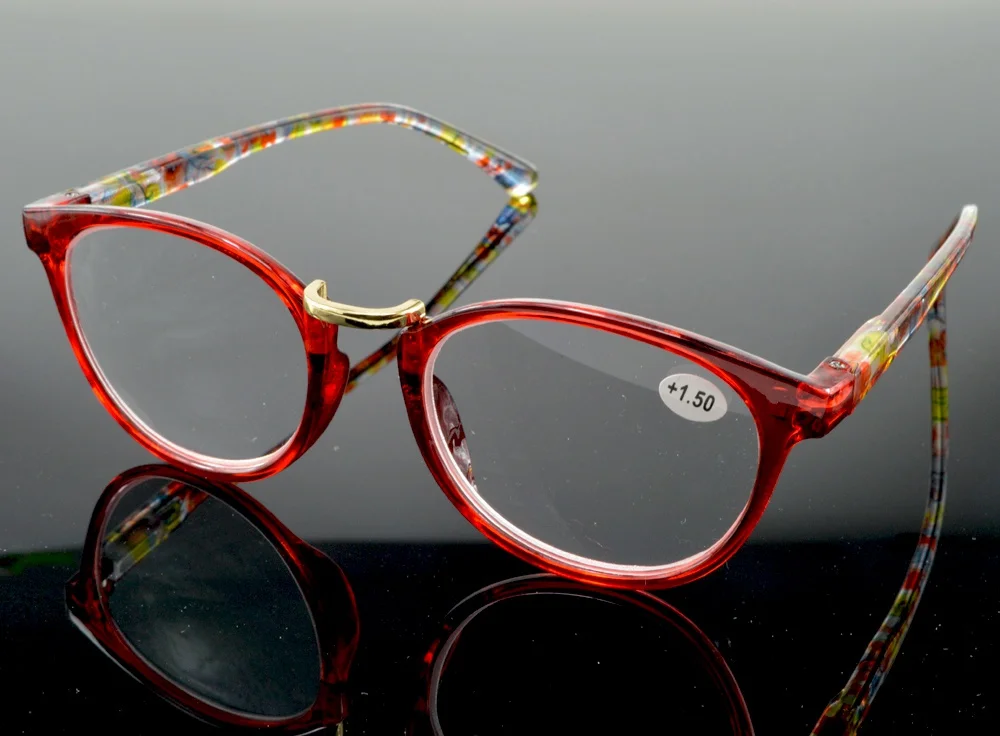 Clara Vida Round Red Women Oversized Reading Glasses +0.75 +1 +1.25 +1.5 +1.75 +2 +2.25 +2.5 +2.75 +3 +3.25 +3.5 +3.75 + 4