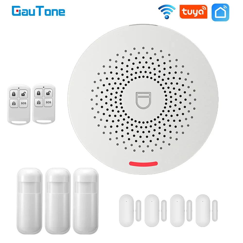 GauTone-sistema de alarma inteligente Wifi para el hogar, alarma de seguridad antirrobo de 433MHz, Control por aplicación Tuya Smart Life, alarma