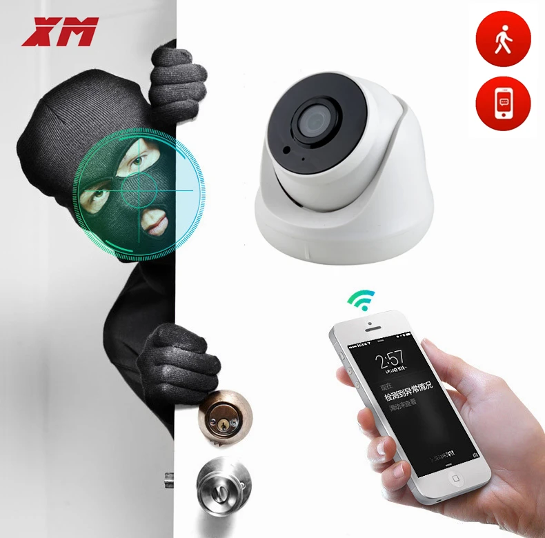 2MP Dome WiFi Camera 1080P HD Wireless Security Camera CCTV IP Camera with Audio IR LED Motion Detection Night Vision Cam