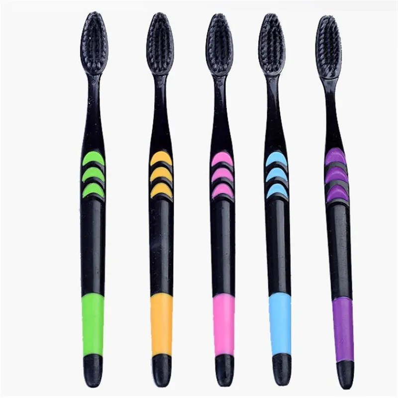 5pcs Double Toothbrush Ultra Soft Bamboo Charcoal Nano Toothbrush Black Tooth Brush Dental Personal Care Teeth Brush