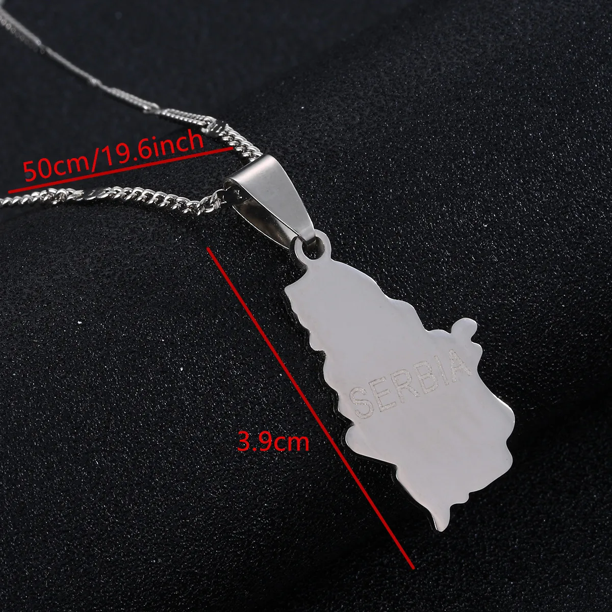 Stainless Steel Serbia Map Pendant Necklaces Republika Srbija Map Chain Jewelry