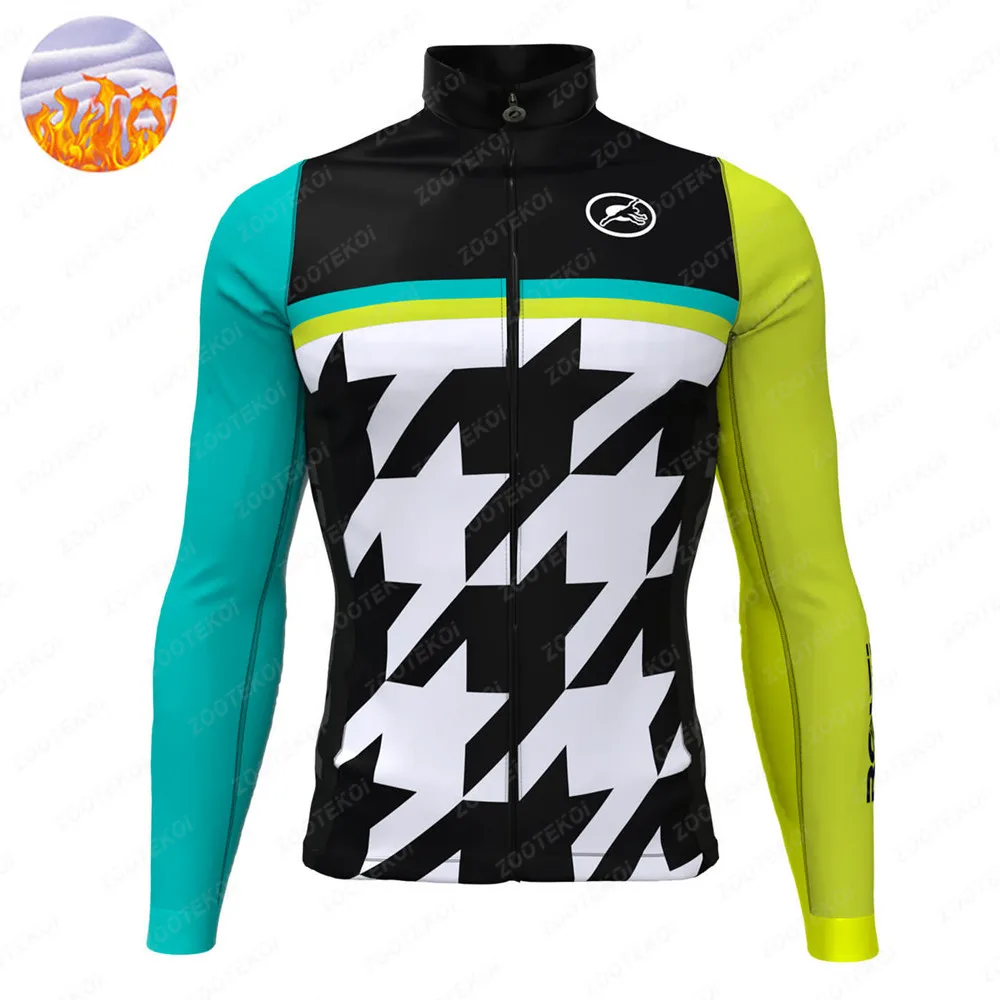 Rosti Winter thermal fleece Jersey odzież rowerowa mężczyźni koszulka z długim rękawem jazda na zewnątrz rower MTB odzież ciepłe polarowe ciepłe