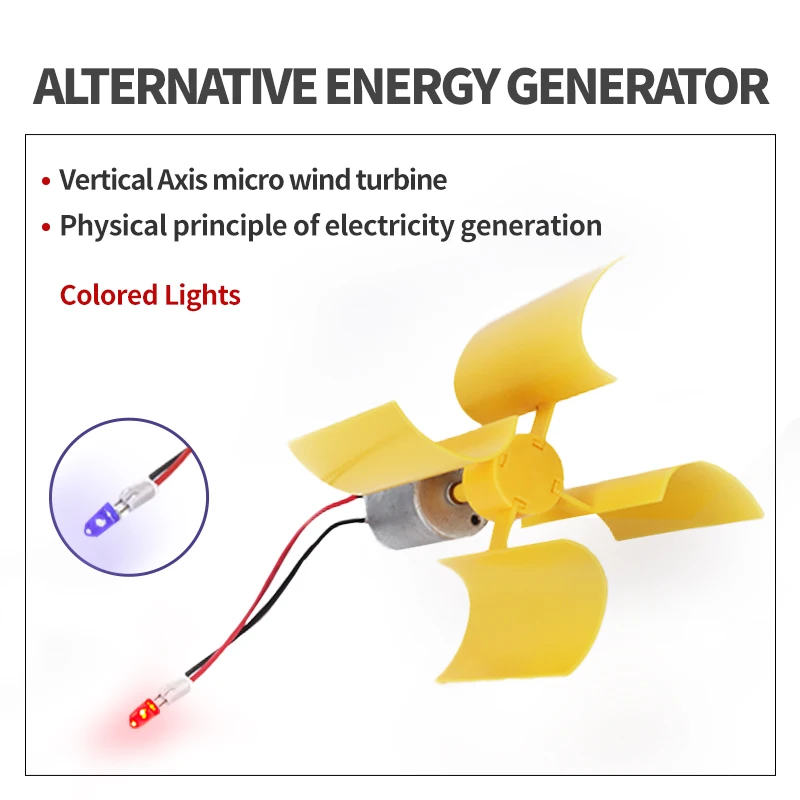 ミニ風力タービン発電機キット,LED付き,ブレード付き,N02 19,エネルギー代替発電機,垂直物理牽引