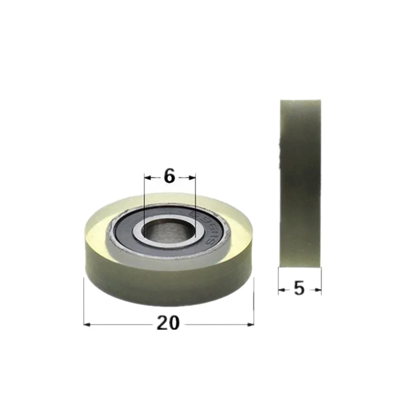 10pcs/50pcs Plastic coated bearing 6*20*5mm 696 696RS PU69620-5 Drawer Showcase Roller Pulley wheel 6x20x5 mm