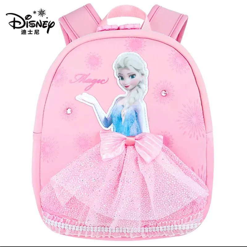 Disney-mochilas escolares de Frozen para niñas, mochila de Elsa, Anna, guardería, adecuada para niños de 2 a 6 años, súper ligera, resistente al agua