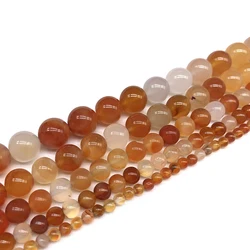 Natural Stone Orange Red Carnelian Agates Round Loose Bead 4 6 8 10 12MM Diy Bracelet Charm Beads For Jewelry Making Wholesale