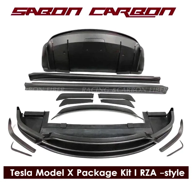 For 16-17 Tesla Model X  PACKAGE KIT Front lip side skirts diffuser spoiler