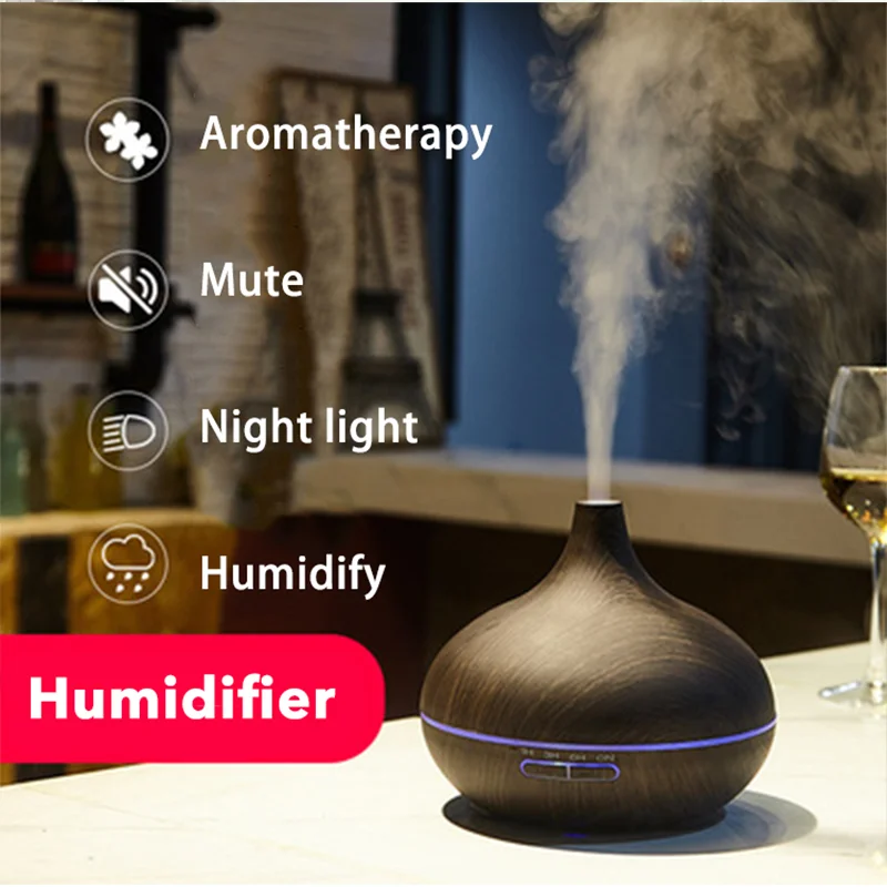 550ml Onion Head Wood Grain Aroma Diffuser for Household Mute Humidification Colorful Wood Grain Humidifier