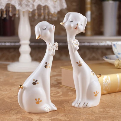 Creative couple dog ornaments simple ceramic crafts modern home furnishings room decorations fashion gifts