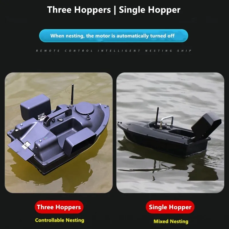 GPS Auto Return Independent 3 Hopper Control RC Bait Boat 2KG Load 500M Sonar Finding Fish Level 7 Wind Resistance RC Nest Boat