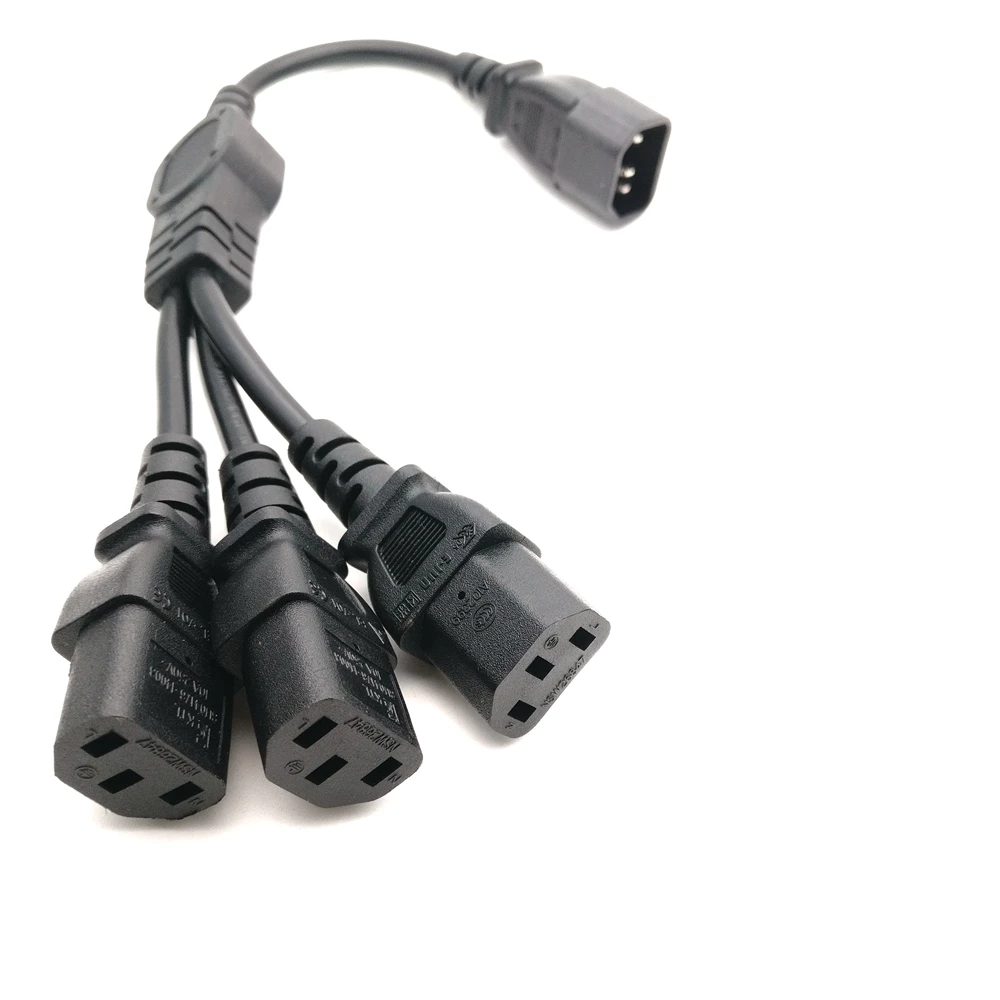 High Quality IEC 320 C14 Male Plug to 3XC13 Female Y Type Splitter Power Cord , C14 to 3 x C13, 250V/10A High Quality IEC 320 C