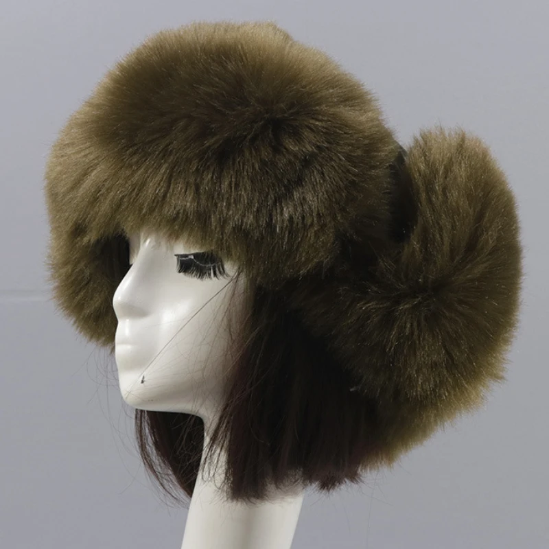 HT3448 Winter Hat Women Faux Fur Hat Windproof Earflap Trapper Cap Lady Warm Russian Hat Ski Russian Cap Ushanka Bomber Hat