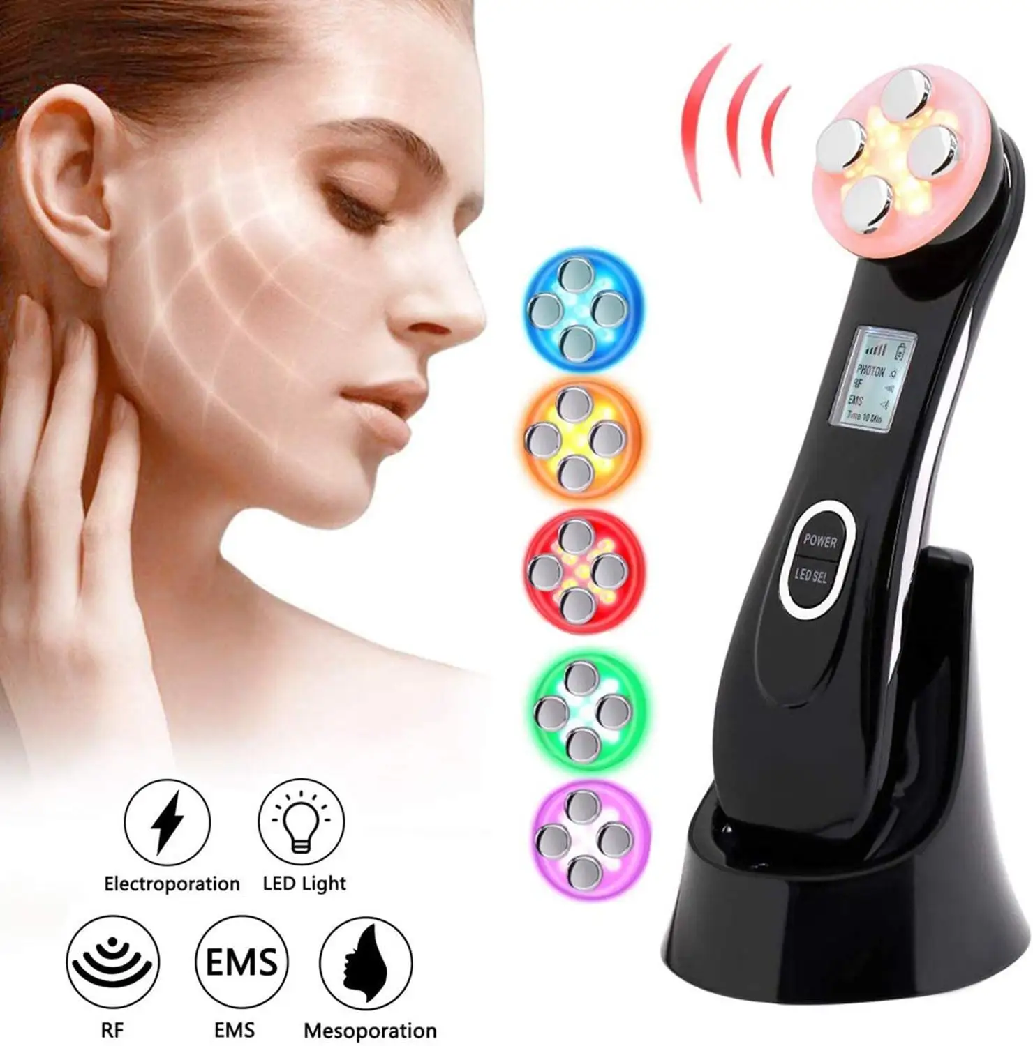 

EMS Facial Mesotherapy Electroporation RF Radio Frequency Machine LED Photon Face Beauty Lifting Massager Skin Wrinkle Care